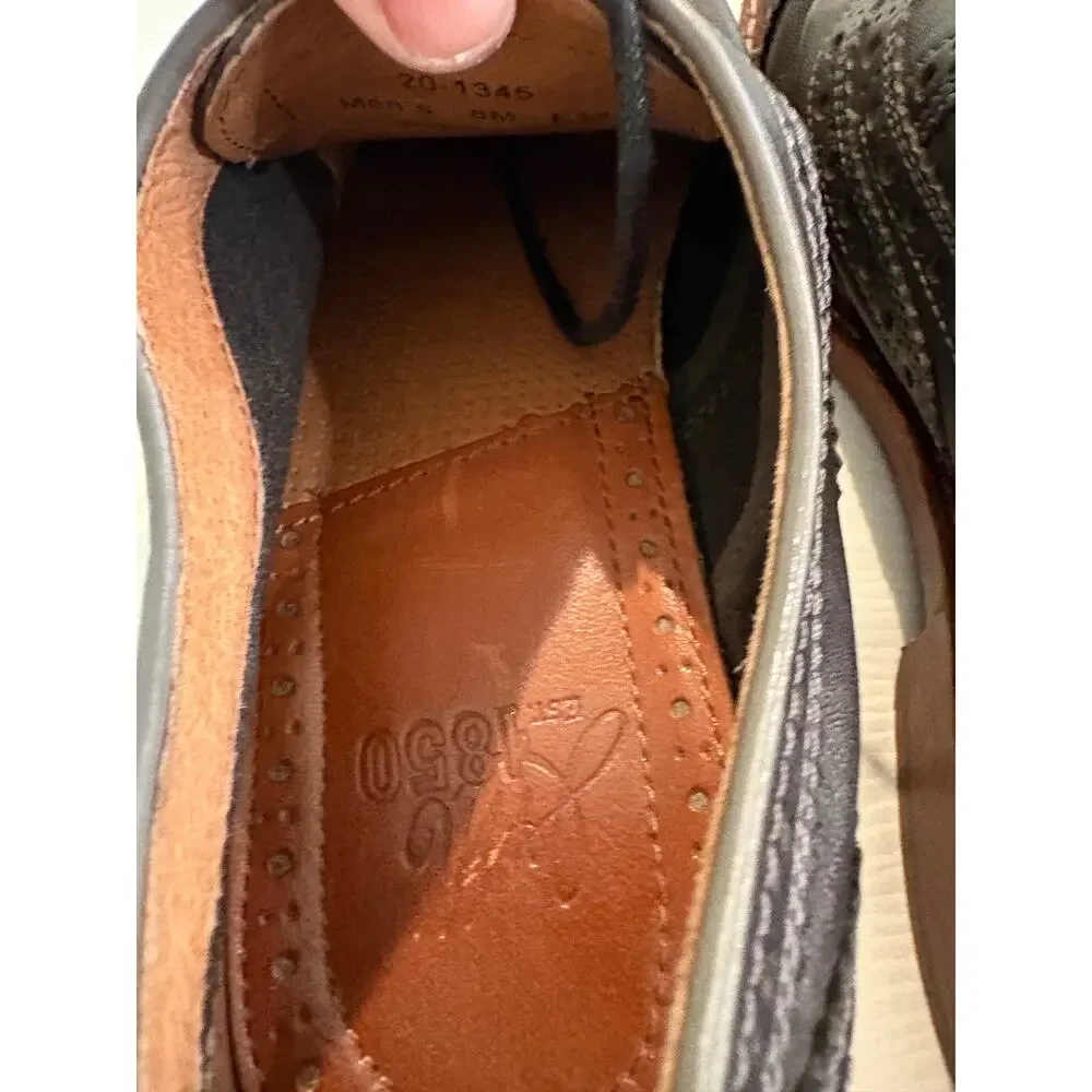 Johnston & Murphy 1850 Cap Toe Brogue Oxfords Men's 8 M Dark Gray Leather